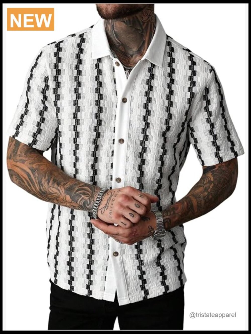 Men's Button Down Short Sleeve Textured Beach Shirt